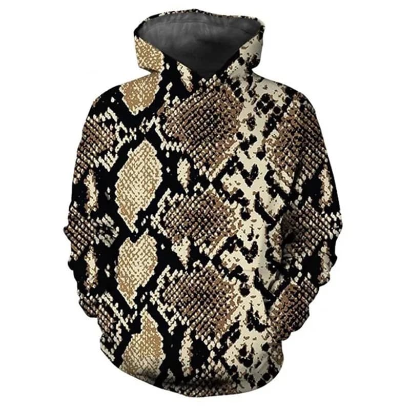 Felpe con cappuccio stampate in 3D pelle di serpente Uomo Donna Moda casual Streetwear Felpe oversize con cappuccio Pullover Tuta Abbigliamento uomo