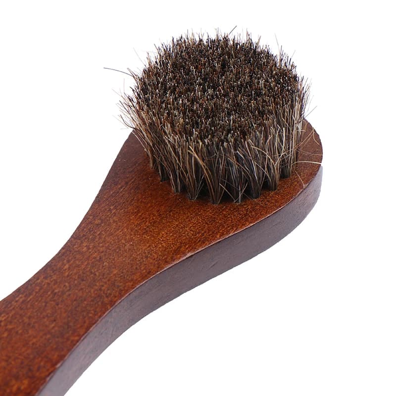Manico lungo in legno Spazzola per peli di cavallo con setole Spazzola per scarpe per uso domestico Smalto Lucentezza Pulizia Spazzola per scarpe per rimozione polvere