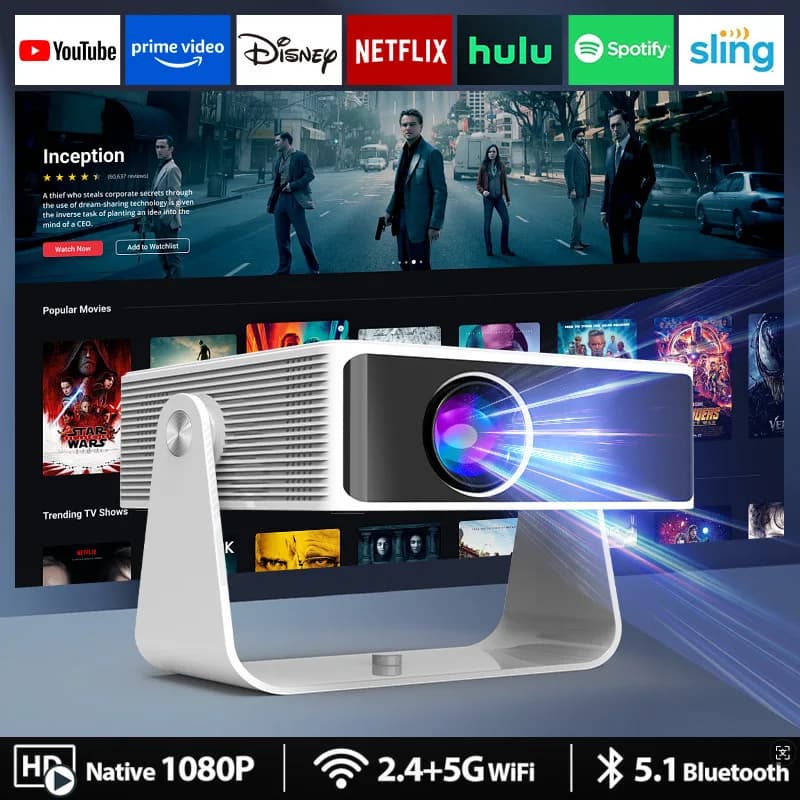 X3-3Z Smart Projector Android 13 WiFi6 BT5.0 Auto Focus Auto Keystone Native 720P 180ANSI Home Theater Outdoor Mini Projector
