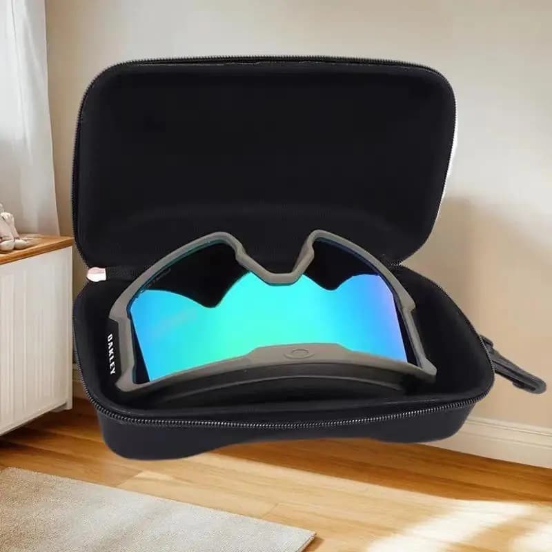 Custodia protettiva in EVA per occhiali da sci, custodia compatta da 1 pezzo, porta occhiali da snowboard con moschettone