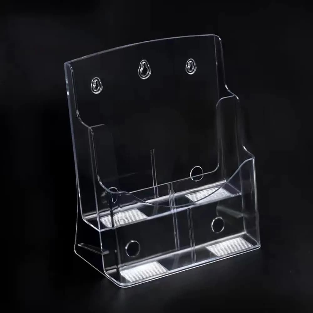 Espositore per Volantini A4/A5/A6 Trasparente da Parete con Foro per Appendere, Porta Brochure a 2/3/4 Livelli con Fessure Antiscivolo