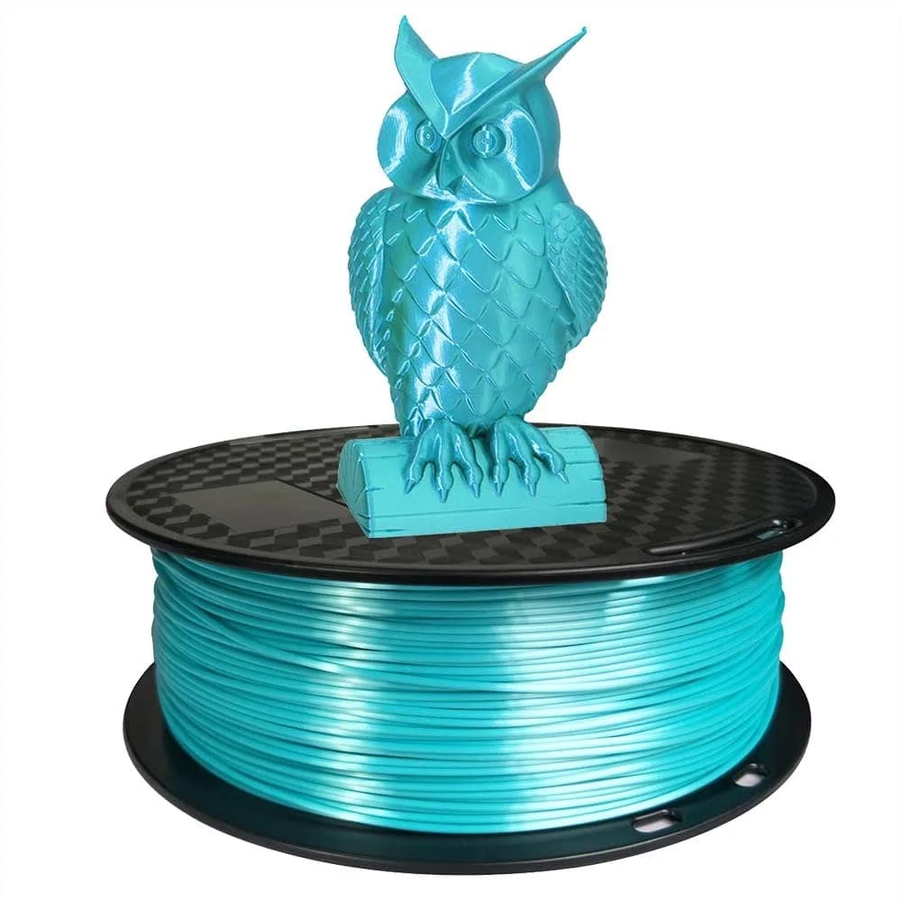 Filamento PLA Blu Seta 1.75mm, Filamento Metallico Lucido per Stampanti 3D FDM, Bobina da 1KG con Finitura Liscia e Brillante per Arte