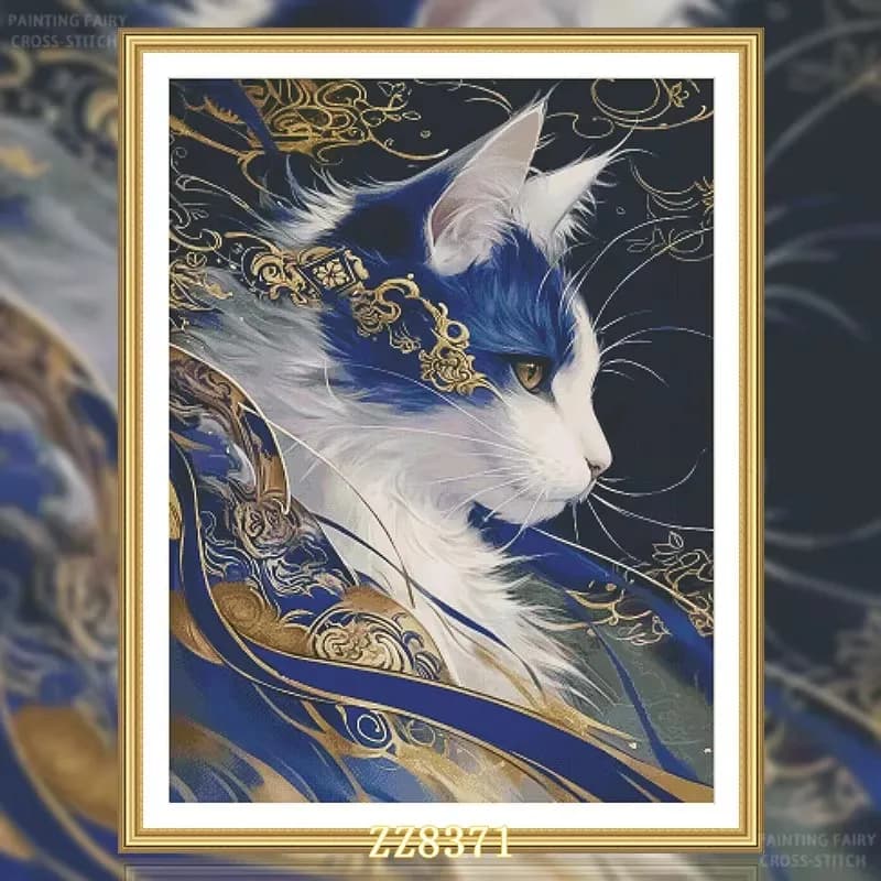 ZZ8371- Cat 14CT 16CT 18CT Stamped Cross Stitch DIY Set Chinese Pattern Kit Needlework Embroidery 81 Colors