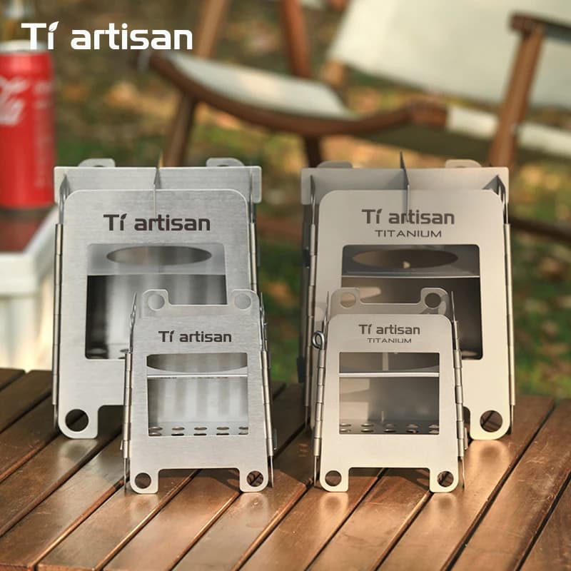 Tiartisan Stainless Steel Camping Stove Mini Portable Multi-fuel Stove Outdoor Foldable Compact Wood Burner With Storage Bag