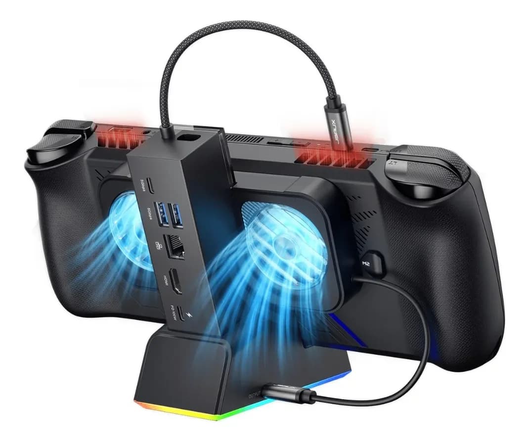 Docking station compatibile con ASUS ROG Ally X/ROG Ally, Dock RGB ROG Ally X 7 in 1 con HDMI 4K a 120 Hz 2.1, Gigabit Ethernet