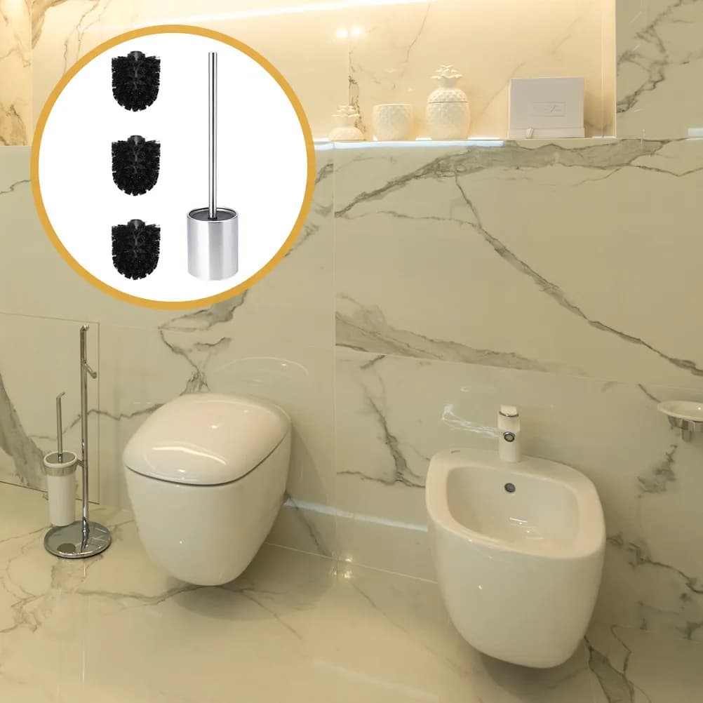 Set Spazzola per WC Premium in Acciaio Inossidabile con Manico Lungo Antiscivolo, Spazzola per Pulizia Bagno con Supporto per Uso Domestico