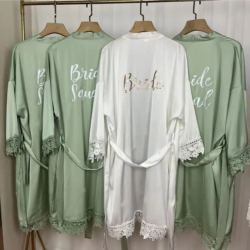 AlterEgo A164 Bride Squad Robes Silk Satin Bride Damigella of Honor Kimono Wedding Day Damigella of Honor Gift Honeymoon Vestes