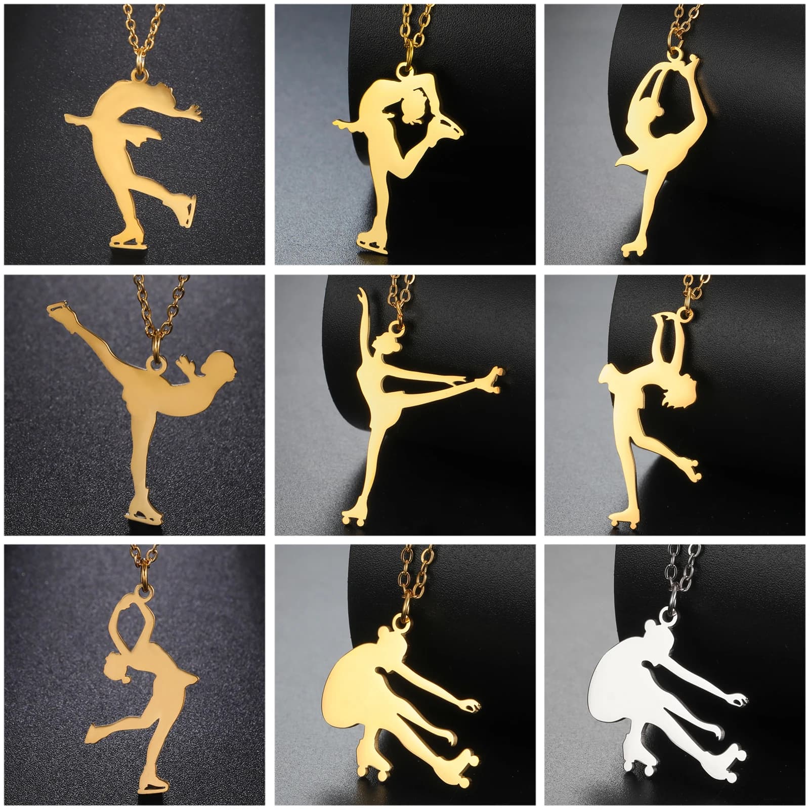 Unift Figura Ice Skater collana per le donne figlia in acciaio inox pattinaggio a rotelle Sport pattinaggio artistico ragazza gioielli alla moda