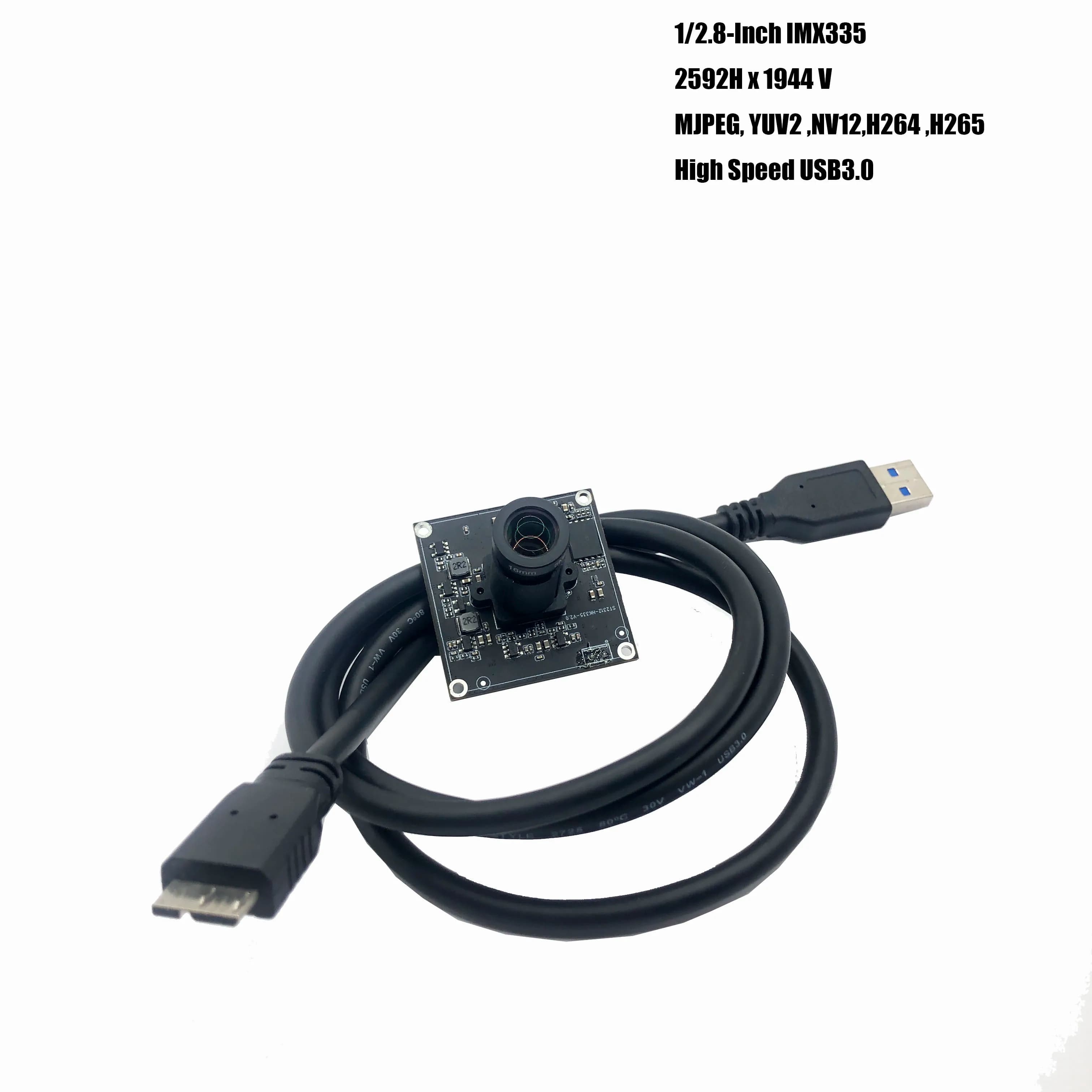 2592x1944 Camera module USB3.0 HD IMX335 from 5 MP with 16 mm lens Webcam 60FPS/120fps UVC Protocol Plug & Play for facial recognition