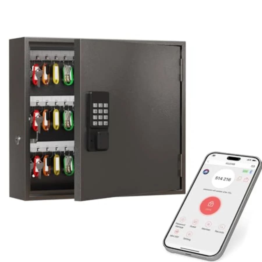 Cassetta Portachiavi Intelligente a 90 Chiavi Montabile a Parete con Accesso Tramite App, Codice Monouso, Sblocco Bluetooth e WiFi (Venduto Separatamente)