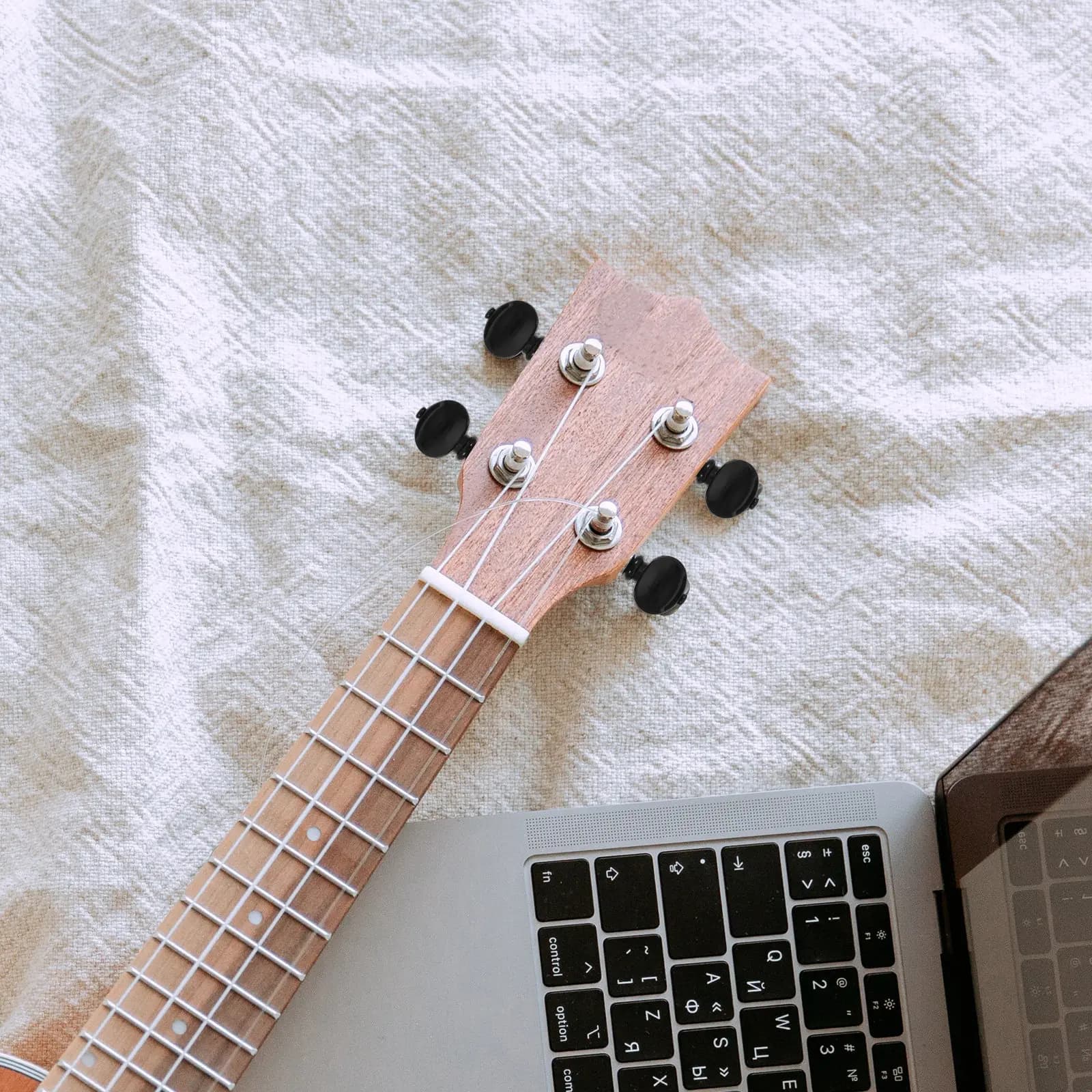 4 Pezzi Meccaniche di Accordatura in Acciaio per Ukulele, a Frizione con Vite a Pressione Regolabile e Pulsanti in Plastica Bianca, per Ukulele, Chitarra, Mandolino