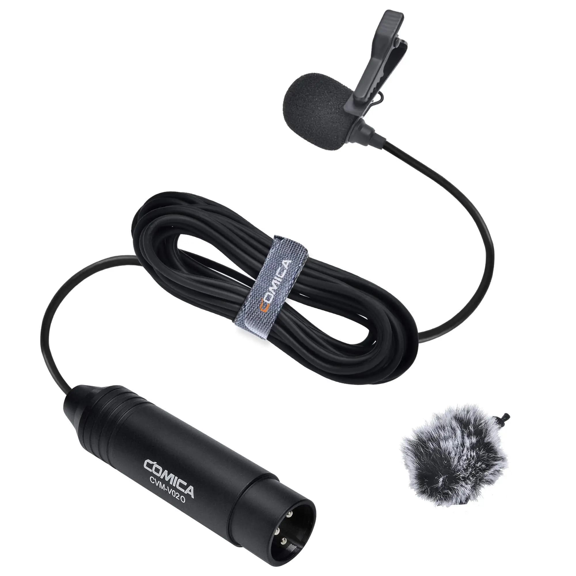 Microfono Lavalier Omnidirezionale XLR CVM-V02O con Alimentazione Phantom per Videocamere Canon, Sony, Panasonic