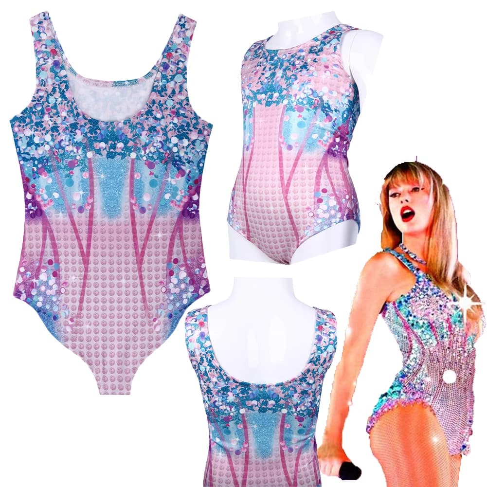 Taylor Purple Printed Canotta Swimwear Coaplay Children's Clothing Party Dresses Kids Dresses Role Game Halloween Carnival