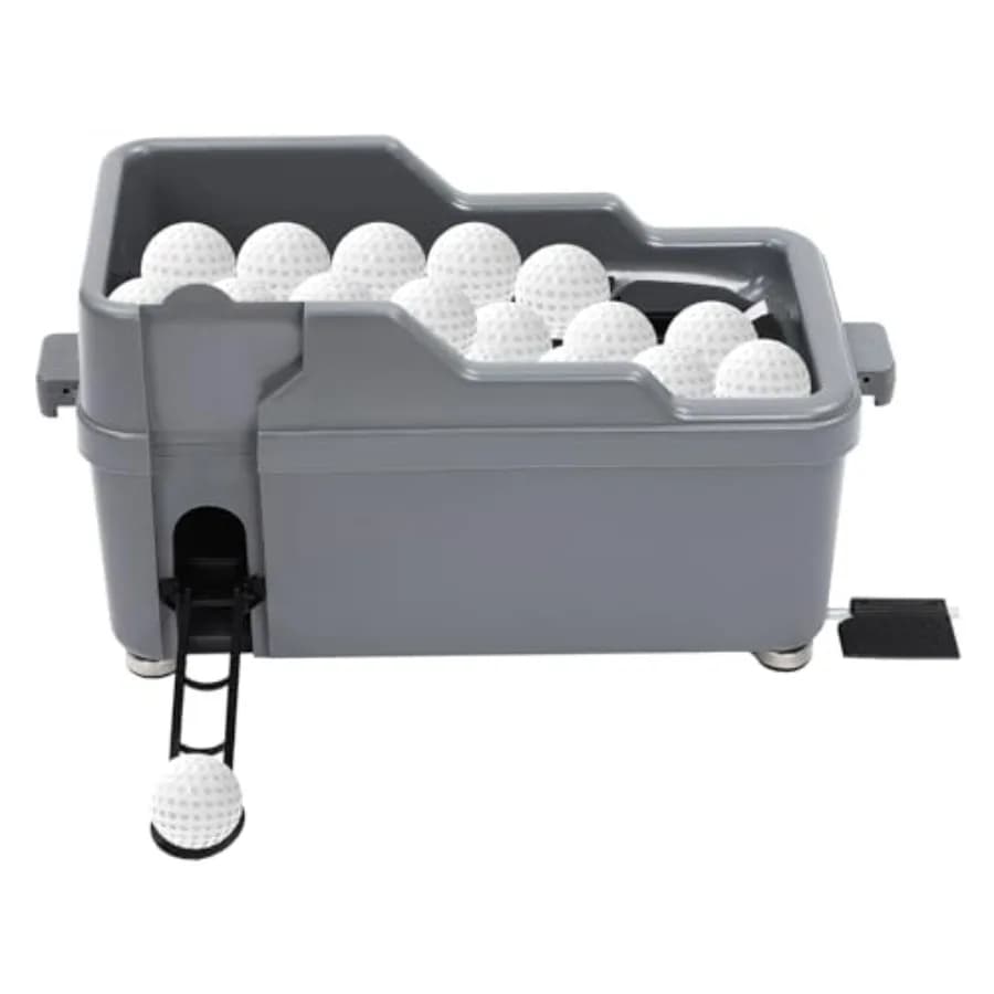 Distributore Automatico di Palline da Golf per Uso Interno ed Esterno, Contenitore in Plastica Grigia da 140 Palline, Macchina Lanciapalline Senza Elettricità con A