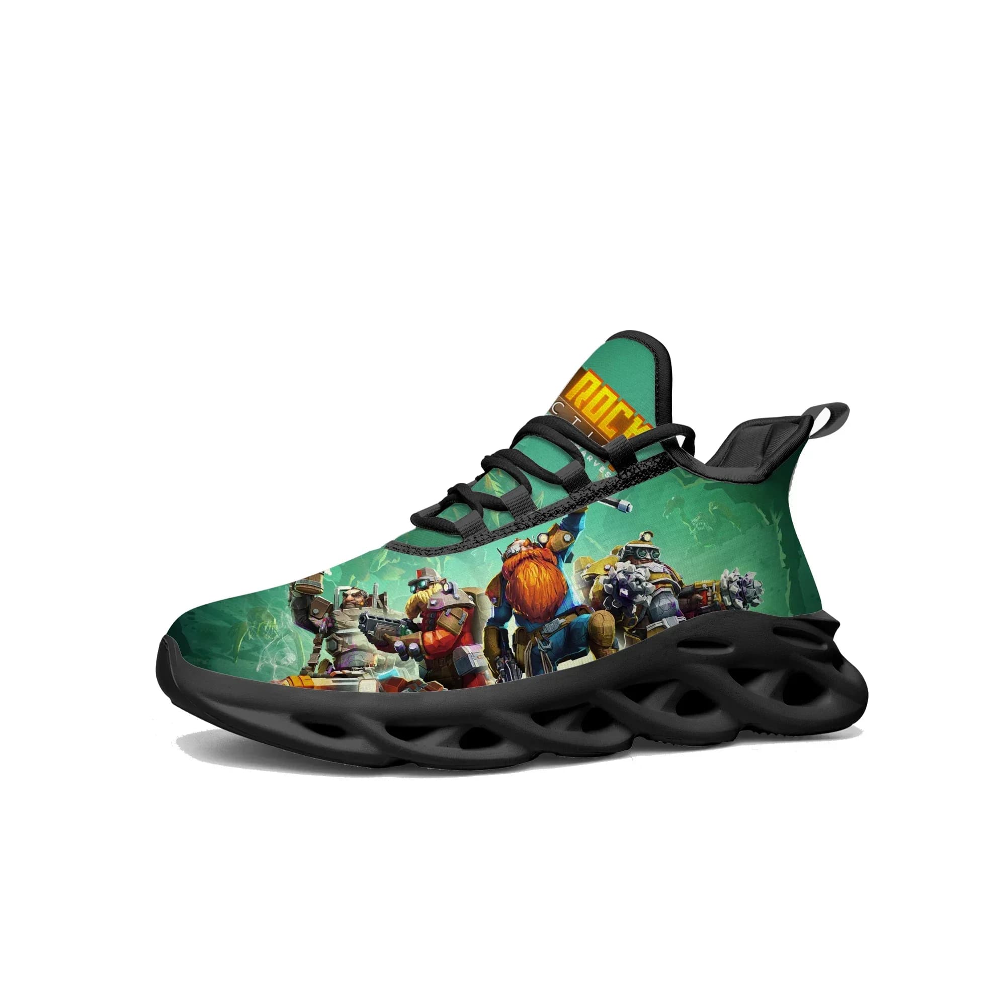 Scarpe da ginnastica Deep Rock Galactic Flats Cartoon Game, scarpe da corsa sportive da uomo e da donna, scarpe con lacci su misura