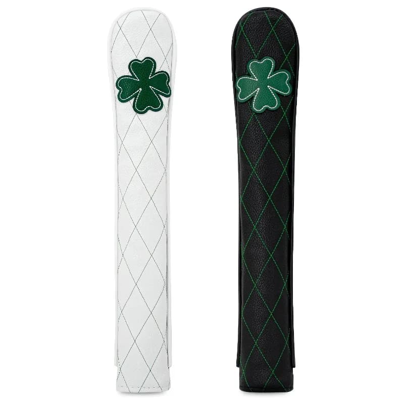 Copertura protettiva per asta di calibrazione da golf Lucky Charm Four Leaf Clover Net, bianco/nero, accessori da golf, antipolvere e resistente