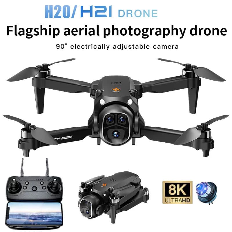 New camera 8K drone H20/H21 360 ° Foldable four-cooler with brushless motor for aerial photography to avoid obstacles