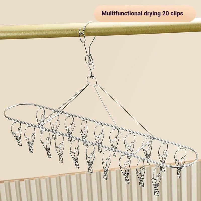 Calzino Lavanderia Airer Gancio Biancheria intima Porta calzini 20 Pioli Appendiabiti in acciaio inossidabile Appendiabiti antivento Clip per appendiabiti