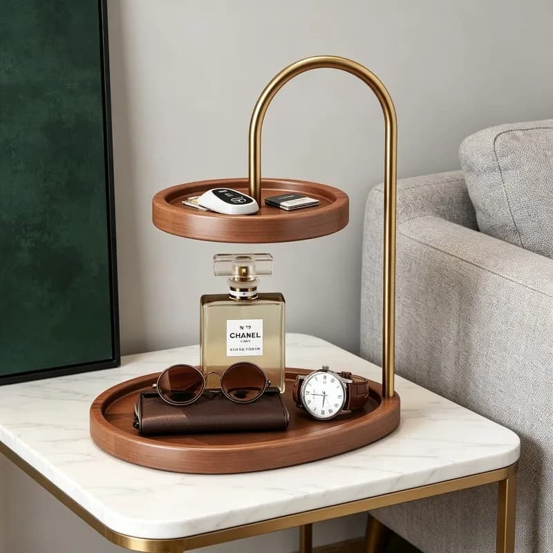 Vassoio Portaoggetti in Legno, Espositore da Tavolo per Chiavi e Diffusore di Aromi, Perfetto per Casa, Camera da Letto, Ingresso