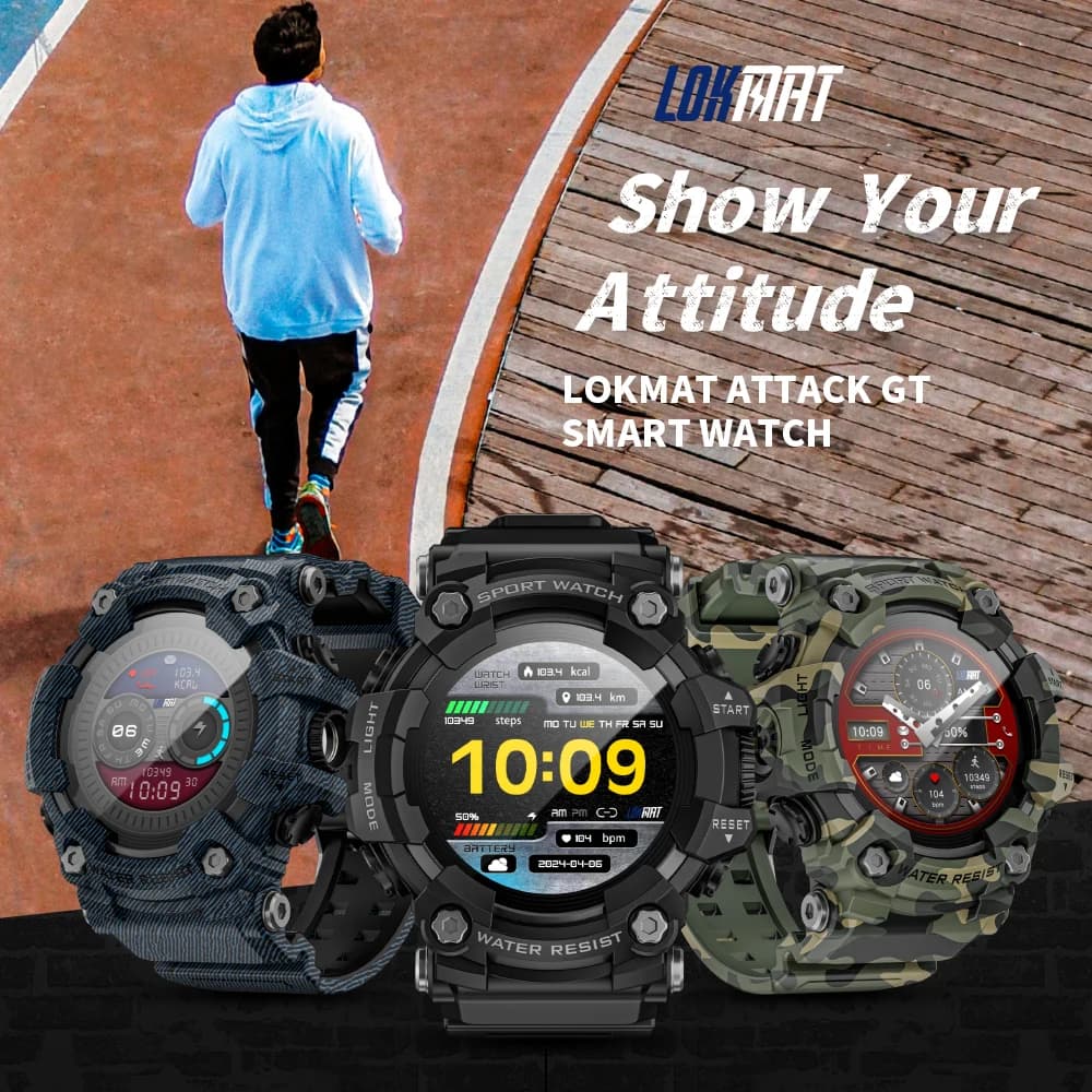 Attack Sport smart watch for outdoor enthusiasts - Waterproof HR BP BO IP68 Monitor with message reminder