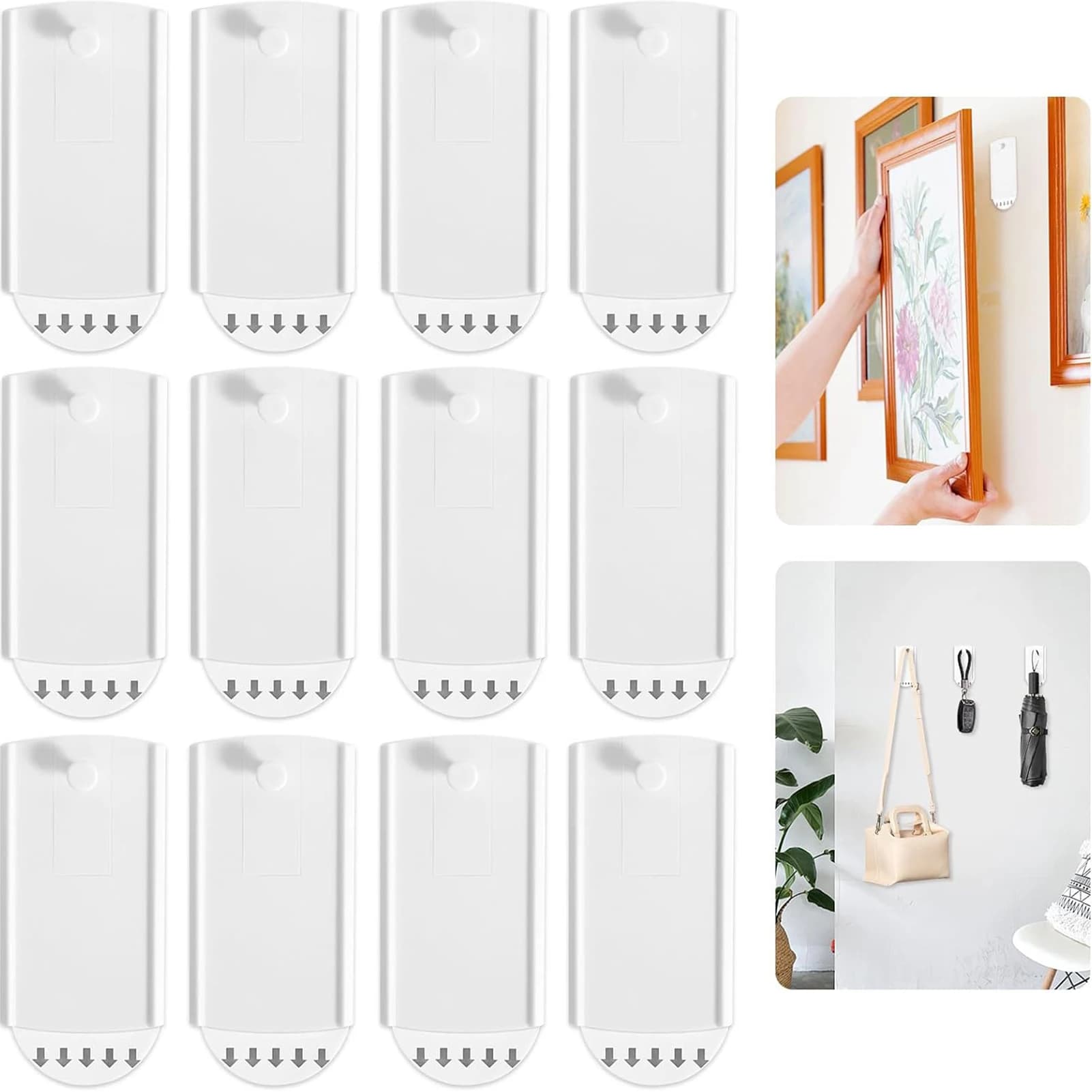 10/12Pcs Strong Adhesive Photo Frame Hook No Drilling Picture Hanger Seamless Oil Painting Mirror Wall Holder Removable Hook