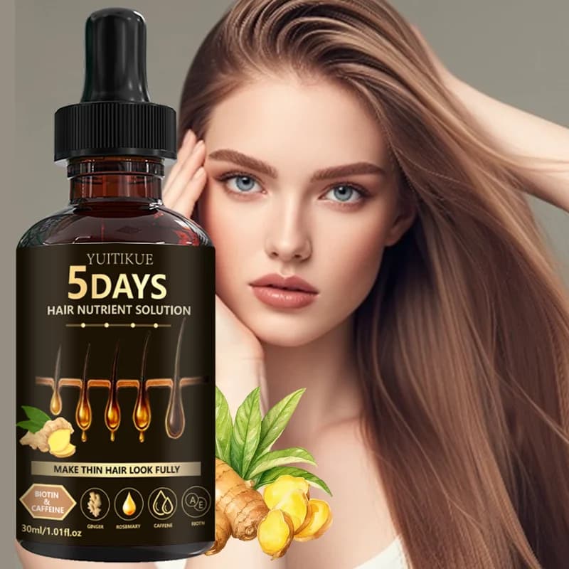 YUITIKUE Soluzione Nutriente per Capelli in 5 Giorni | Trattamento per Capelli Sottili con Biotina, Caffeina e Zenzero, 30ml