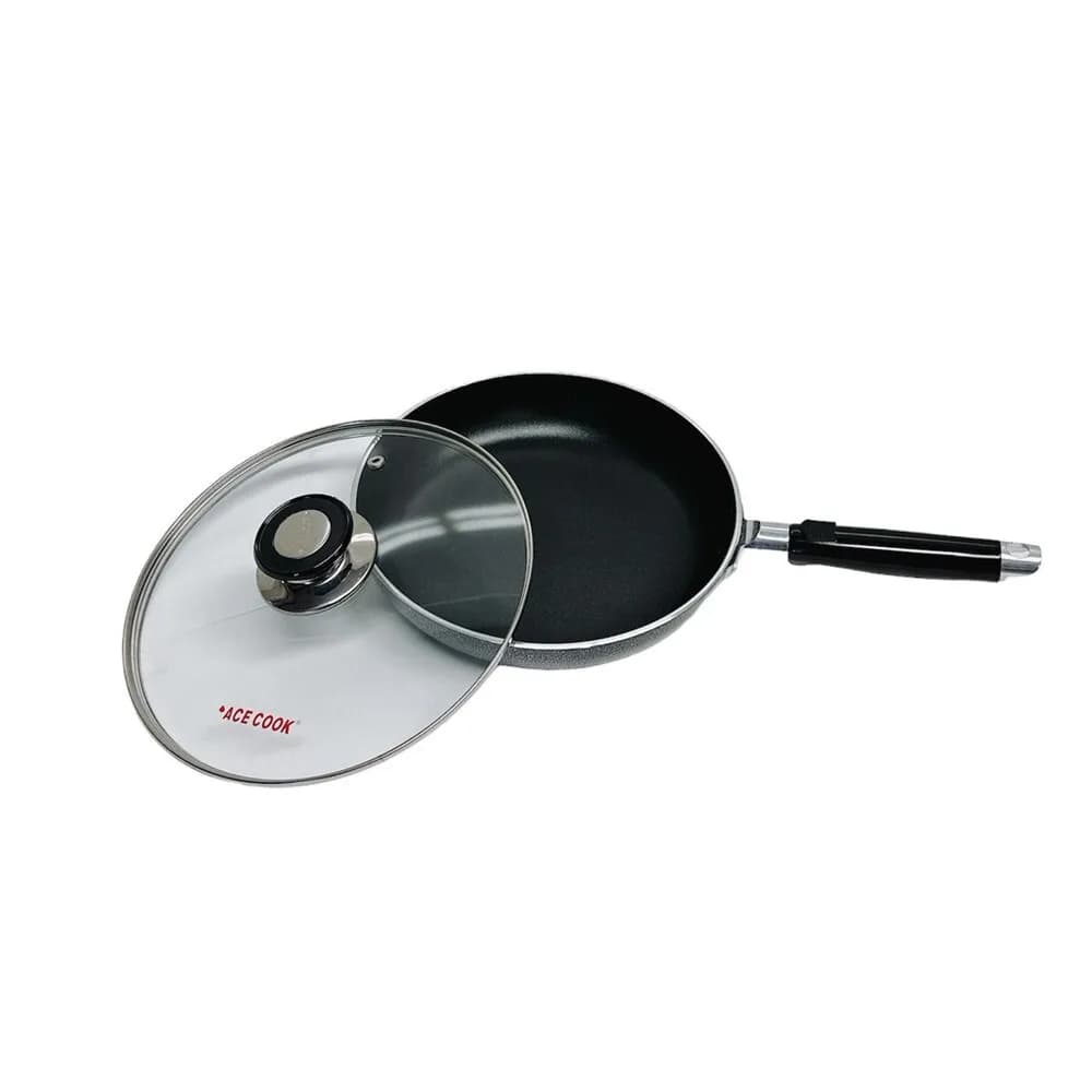 12 inch non-stick pan with deep pan cover with dishwasher-washable pot handle for healthy induction cooking