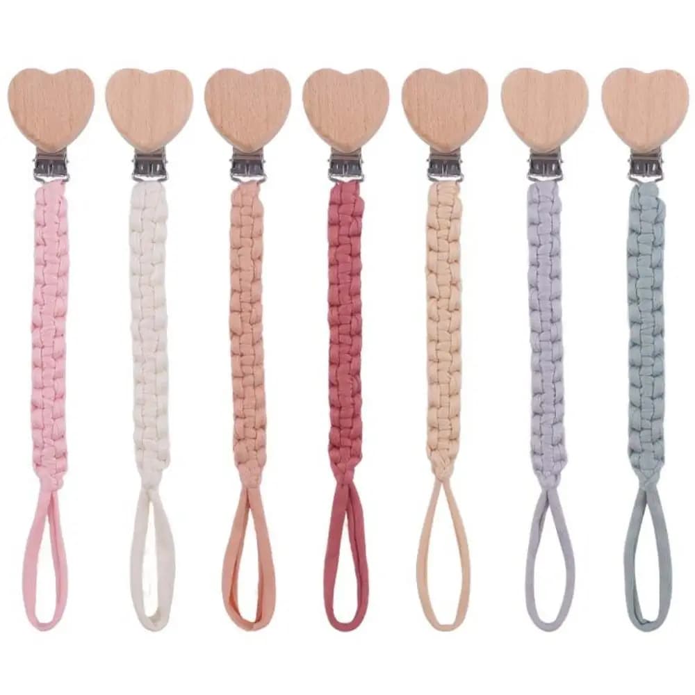 Clip per porta capezzoli Porta succhietto Clip per ciuccio a forma di cuore Massaggiagengive per bambini Cinghie per giocattoli Catena per ciuccio per bambini Clip per porta ciuccio