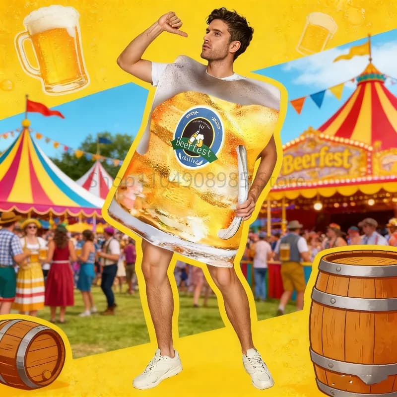 Costume da Boccale di Birra per Adulti, Divertente Travestimento per Festival, Spettacoli, Feste in Bar, Oktoberfest, Unisex