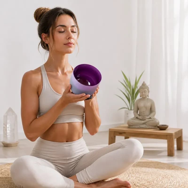 STAR LIN KUP 8 Inch Indigo Frosted Quartz Crystal Singing Bowl A Note Third Eye Chakra 440Hz 432Hz Sound Healing Meditation