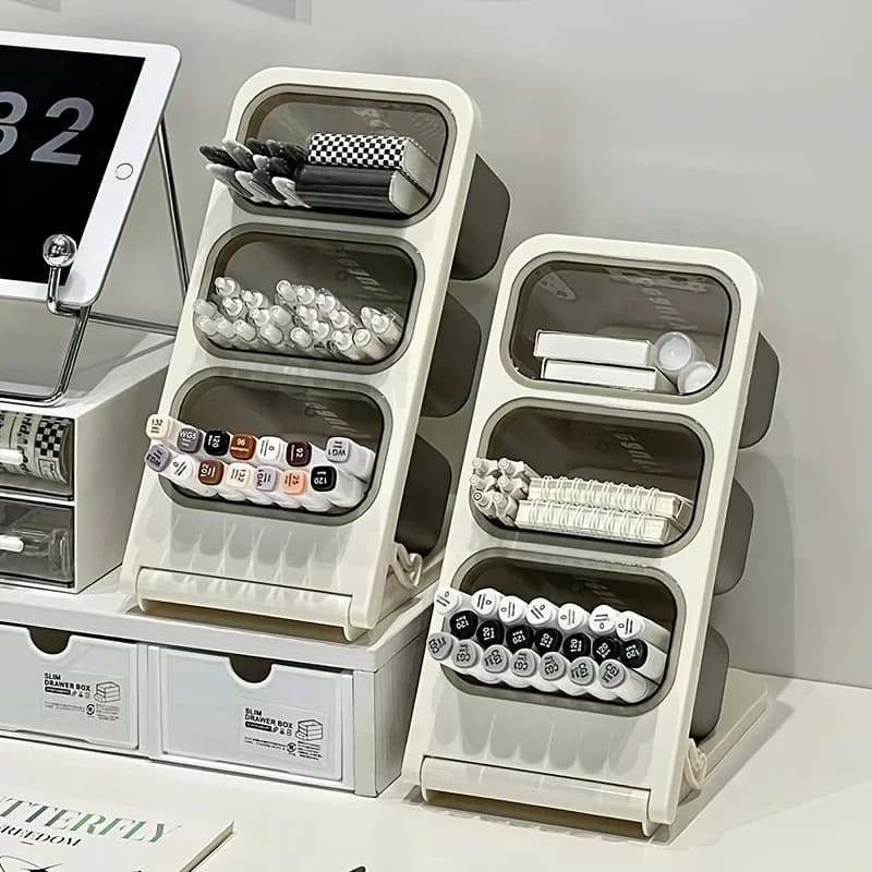 Organizer da Scrivania di Grande Capacità, Portapenne Obliquo, Scatola Porta Matite, Supporto da Tavolo per Scuola, Ufficio, Cancelleria e Trucchi
