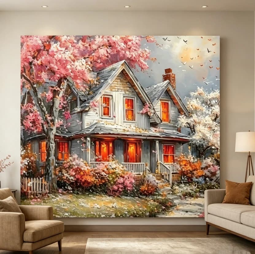 500PCS/1024 PCS Jigsaw Puzzles A Beautiful House Challenging Family Activity Game for Gameroom Bedroom Home Decor Gift Frameless