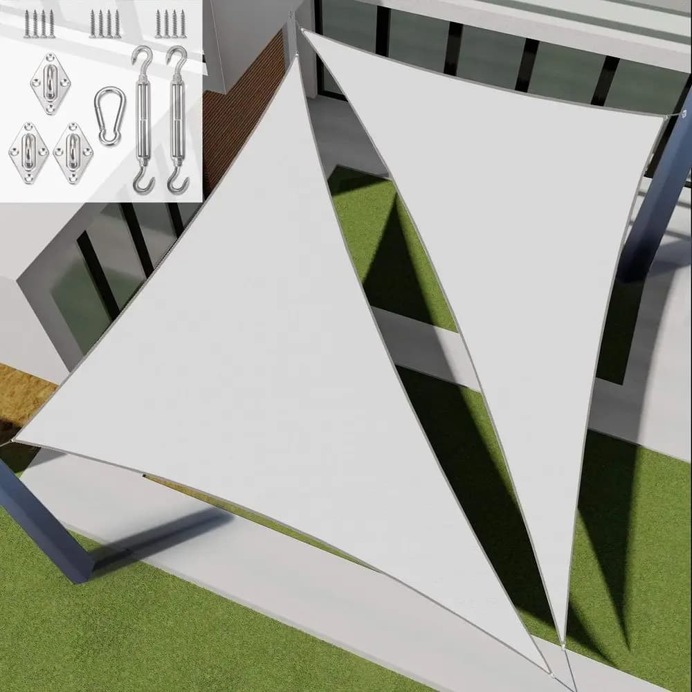Tenda Parasole Impermeabile da Esterno 9' x 19' x 21' con Protezione UV e Kit di Montaggio per Patio, Giardino e Terrazza (Grigio Chiaro)
