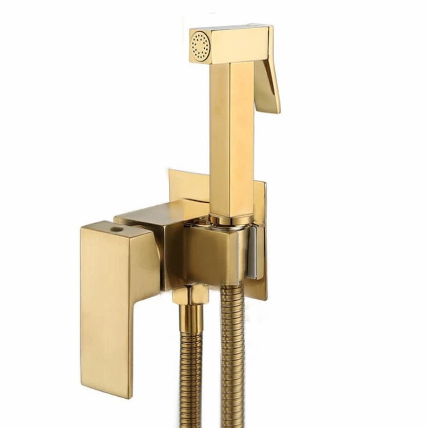 Miscelatore doccia bidet a mano in ottone spazzolato oro, kit doccia bagno quadrato Shattaf