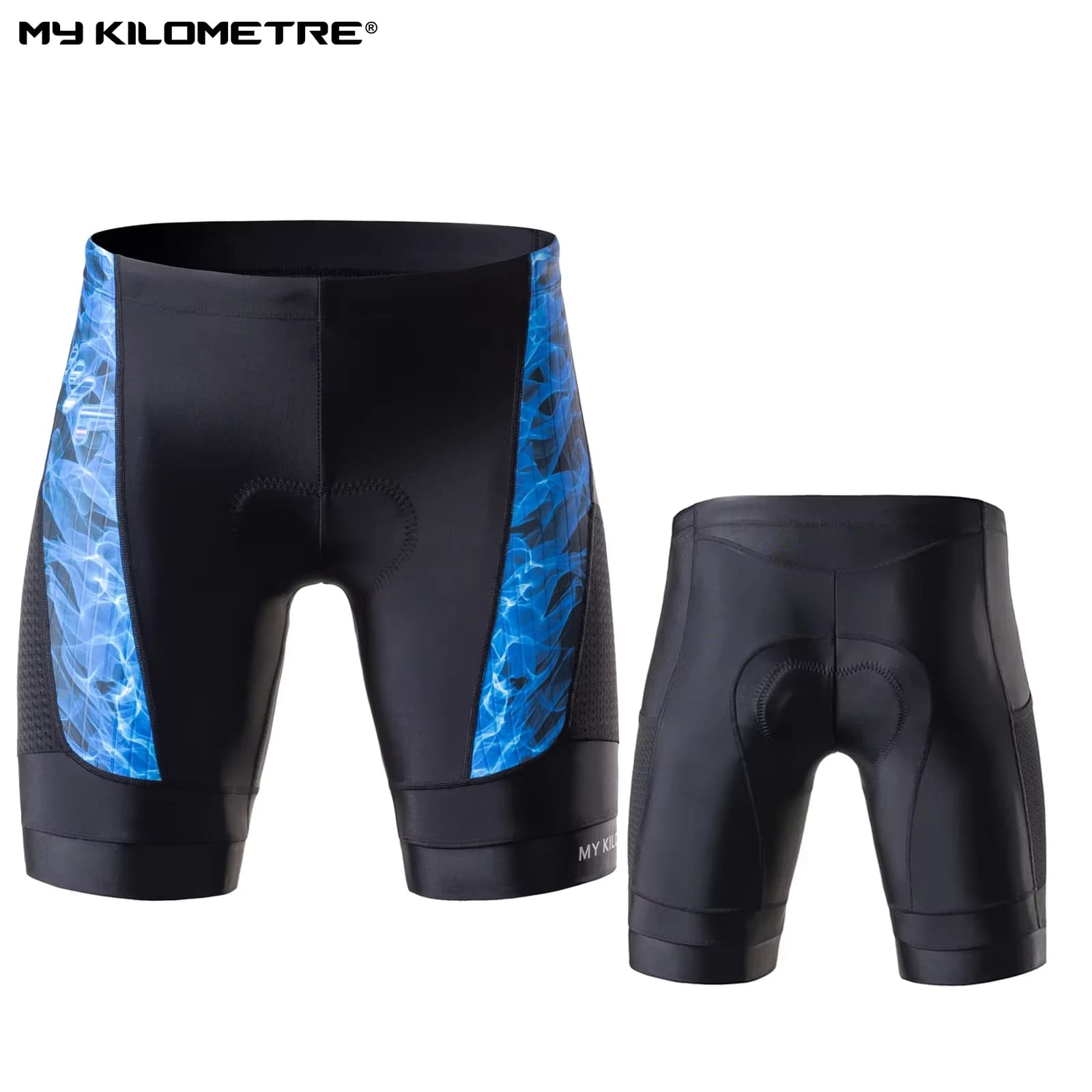 Men's Triathlon Shorts 9 Inches with Padding - Cycling Shorts, Swimming and Running with Adjustable Coulisse, Side Pockets and Padded Lining