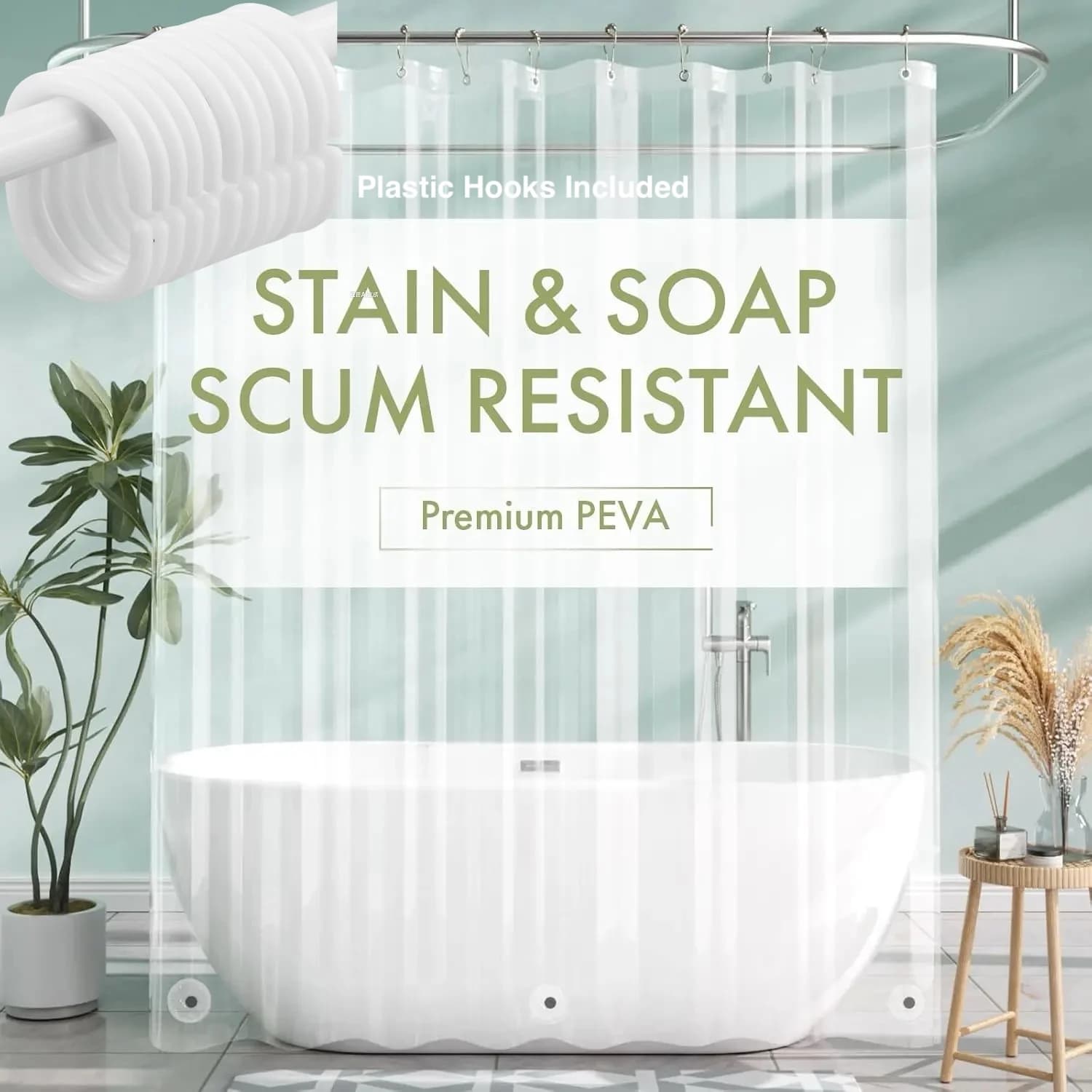 1 light and waterproof transparent shower curtain lining with magnets, camper shower curtain for bathtubs, bath curtains