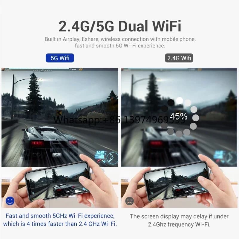 D048A Smart Projector Full Hd Home Theater 4K Phone Portable Pico Cube LED Android 9 Wireless Movie Mini Projectors factory