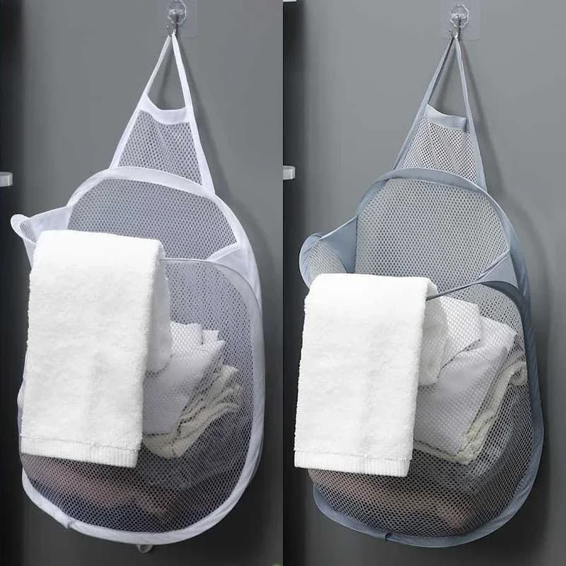 Hanging Laundry Basket Foldable Mesh Storage Bag Wall Dirty Clothes Net Baskets Closet Organizer Hamper Children Toys Storager