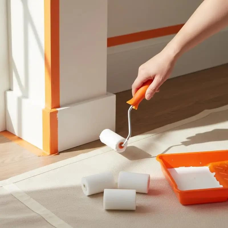 Kit Rullo per Pittura da 2 Pollici, 6 Rulli in Schiuma, Vassoio per Vernice per Mobili, Armadietti e Lavori Decorativi