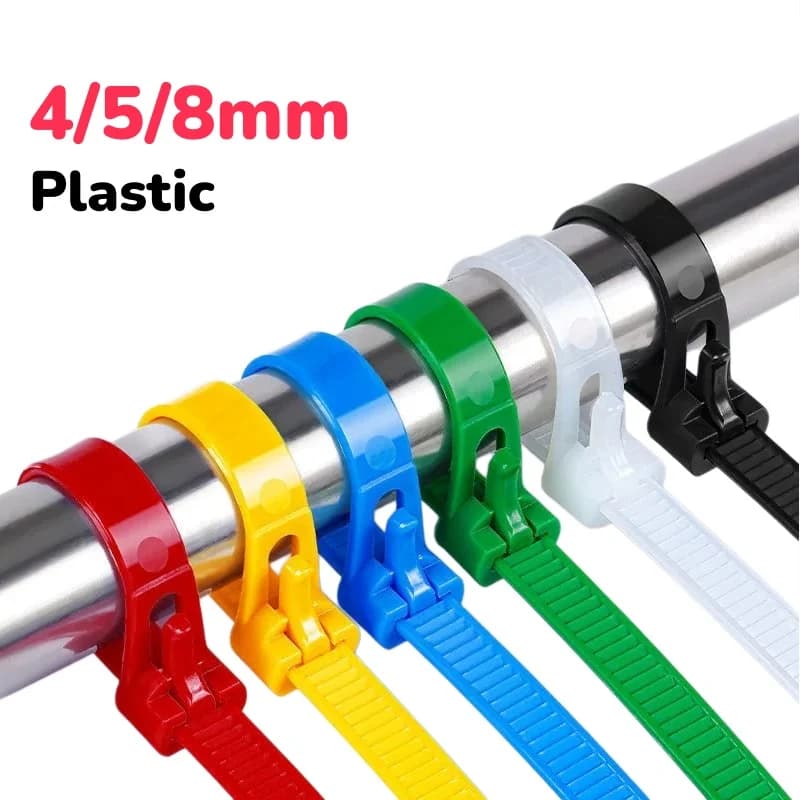 White/Black/Red/Yellow/Green/Blue Plastic Reusable Cable Ties Cable Lock Loop Nylon Ties Removable Recyclable