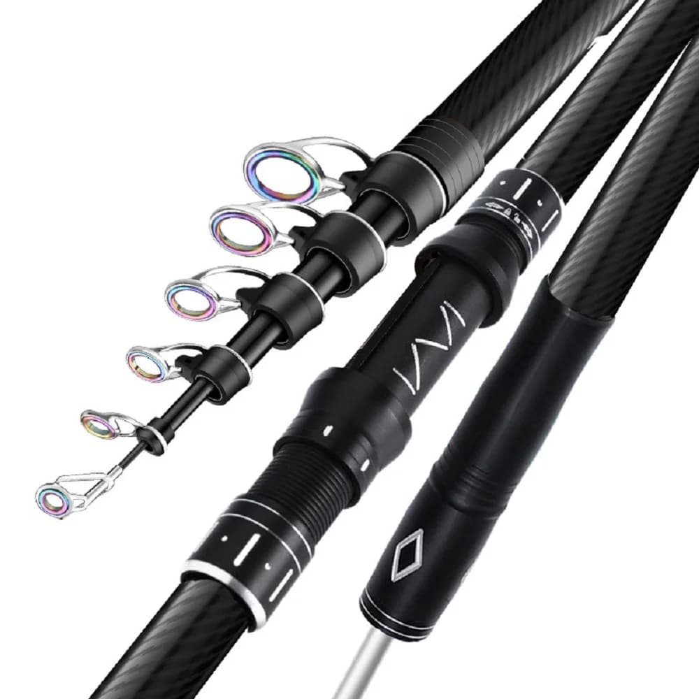 2.1-4.5M Canna da surf telescopica Canna da pesca Spinning Viaggio Acqua salata Acqua dolce Potenza Lancio Surfcasting Canna da baitcasting in carbonio