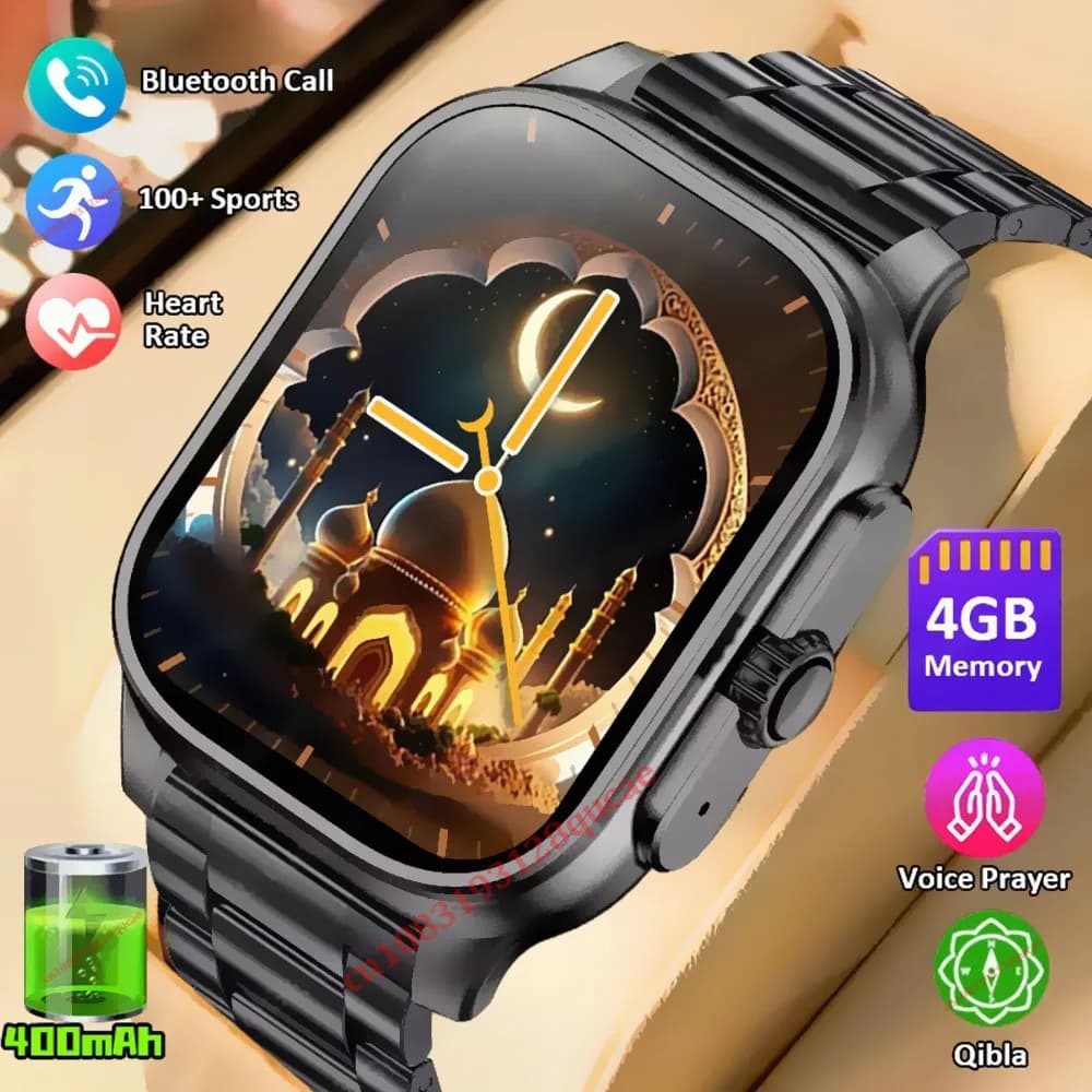 New Koran Tasbih Smartwatch For Muslim 4GB Memory 400mAh Battery 114 Koran Hadith Audio Watches Bluetooth call 2.01 "Smart Watch