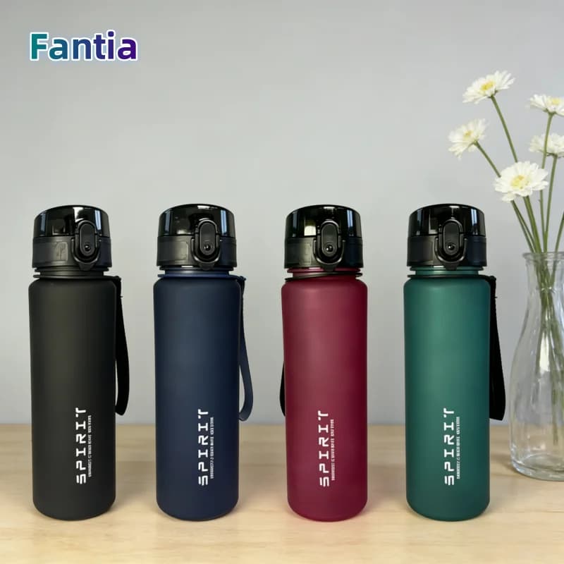 Large capacity 650 ml, leakproof, PC without BPA with silicone straw and transport rope, for outdoor gym
