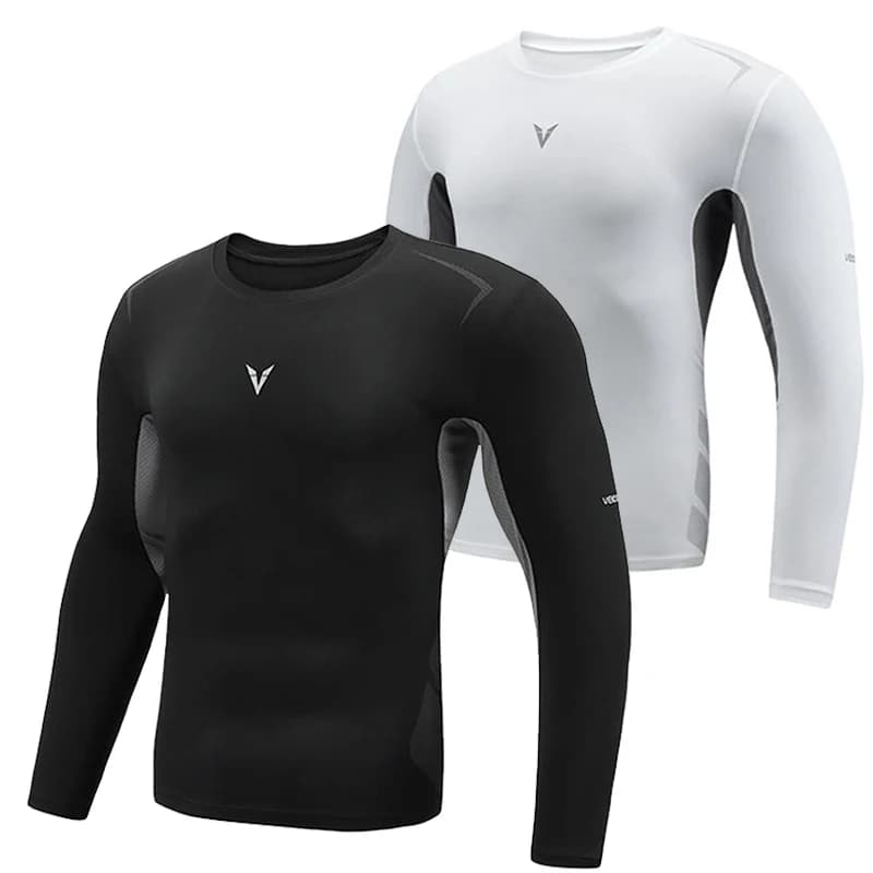 2024 Men's Long Sleeved Compression Shirts Crew Neckline Sportswear Gym Fitness Gym Fitness Training Shirt