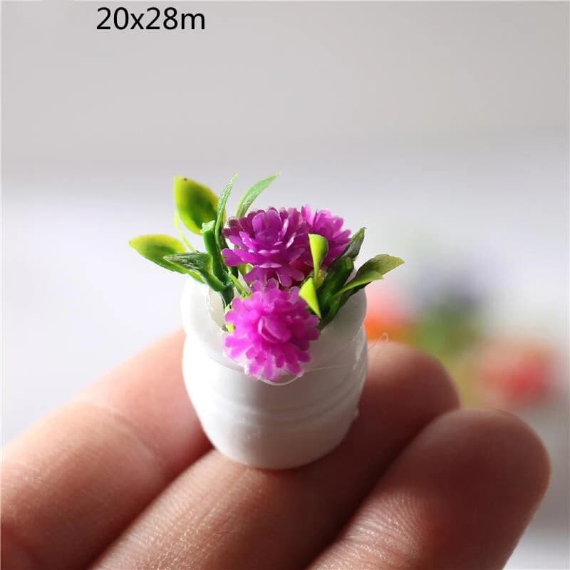 3pcs Random 1:12 Dollhouse Miniature Green Plant In Pot Simulation Potted Plants