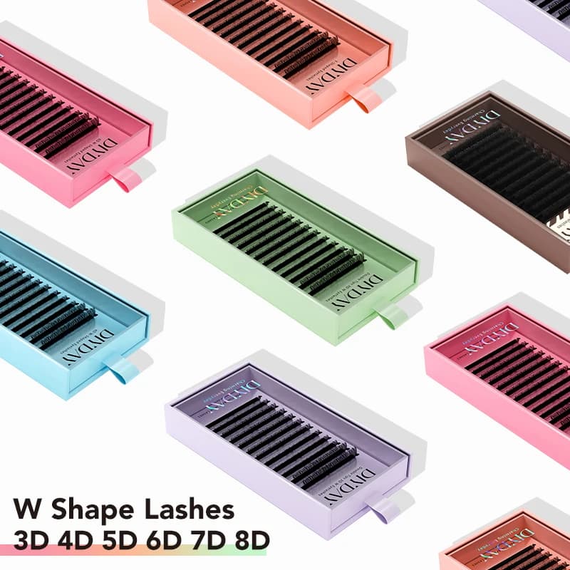 DIYDAY Extension W-shaped eyelashes Premade 3d 4d 5d 6d 7d 8d Vison Fake eyelashes BASF PBT Natural Appearance Fake eyelashes