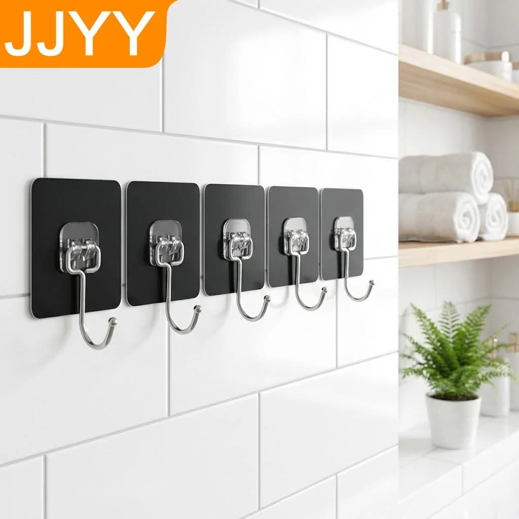 5 Pezzi Ganci Adesivi Rimovibili Resistenti Senza Foratura, Appendiabiti a Ventosa per Organizzazione Domestica, Vestiti e Accessori