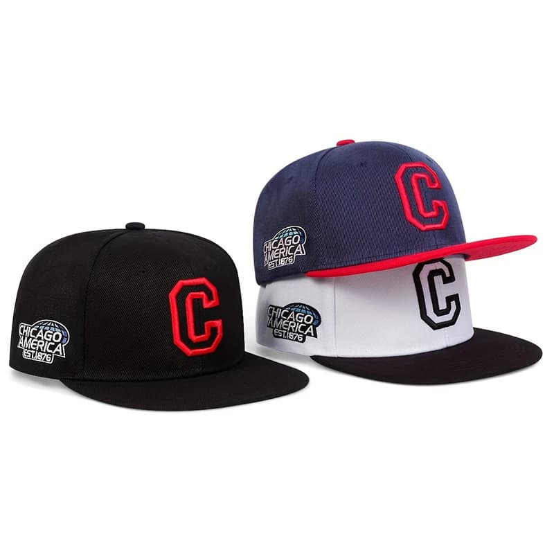 1 pezzo unisex lettera ricamo lato CHICAGO cappello hip-hop protezione solare regolabile per esterni cappello per il tempo libero primavera autunno vacanza da viaggio