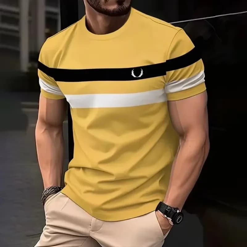 3D Printed Color Striped T Shirt Men Color Block Short Sleeve Tee Harajuku Streetwear O Neck Top 2026 Fashion Casual Clothes