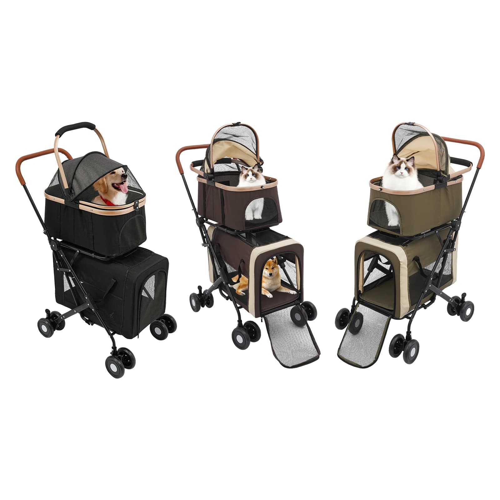 Multi-functional animal walk 3 in 1 Foldable pet walk with 2 small and medium sized dog carriers with safety lock from 77 pounds